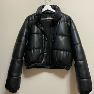 Zara faux Leather puffer jacket